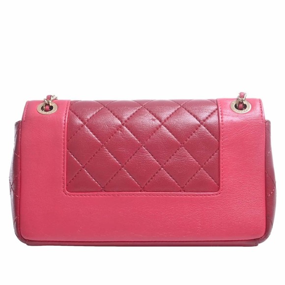 CHANEL Leather Matelasse Coco Mark Chain Shoulder Bag Pink Red Ladies - Picture 2 of 10